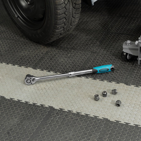 Ключ-трещотка телескопический 1/2", 305-445 мм, CrV, 72 зуба, с быстрым сбросом, хром Gross