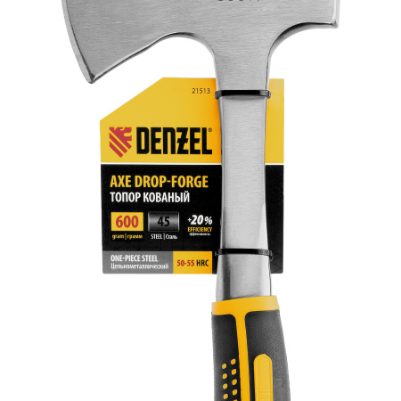 Топор цельнометаллический, 600 г, двухкомпонентная обрезиненная рукоятка, изогнутый хват Denzel цена