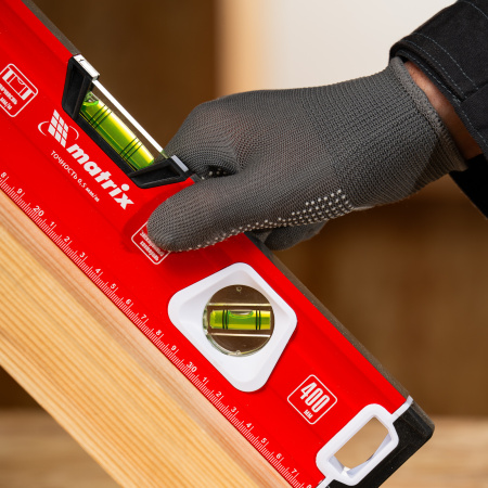 Уровень алюминиевый, магнит, фрезерованный, 3 глазка (1 зеркальный) 400 мм Matrix цена