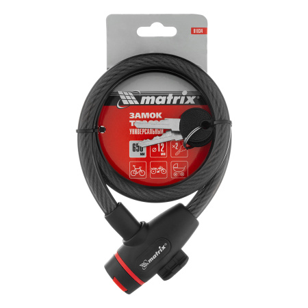 Замок тросовый универсальный, 12 х 650 мм Matrix цена