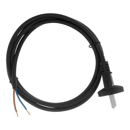 Шнур сетевой Energy Series, ПВС, 1,5 м, 2 x 1 мм, с неразборной вилкой, черный, Denzel цена