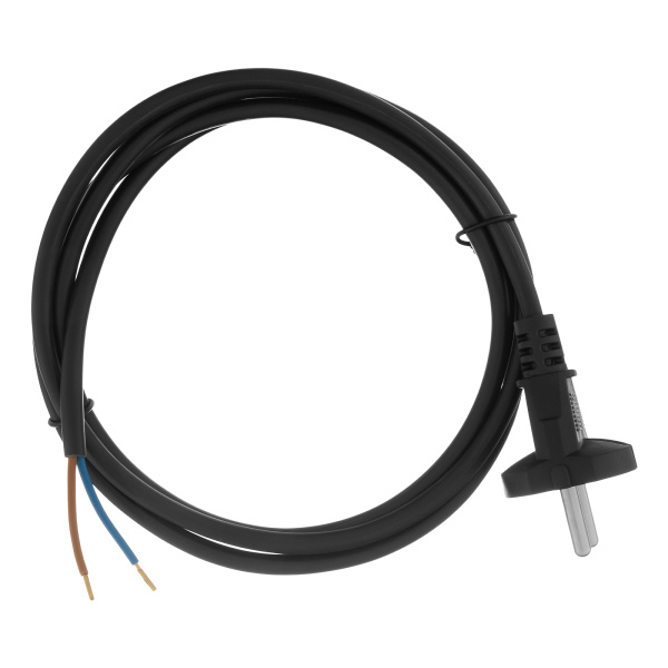 Шнур сетевой Energy Series, ПВС, 1,5 м, 2 x 1 мм, с неразборной вилкой, черный, Denzel цена