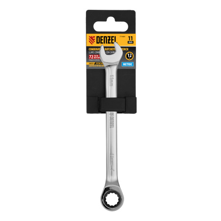 Ключ комбинированный, с трещеткой, 11 мм Denzel