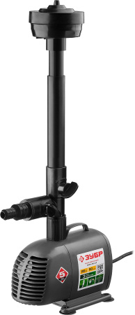 Насос фонтанный, ЗУБР ЗНФЧ-50-3.4, для чистой воды, напор 3,4 м, насадки: колокольчик, гейзер, каскад, 85 Вт, 50 л/мин ЗНФЧ-50-3.4