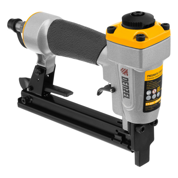 Степлер пневматический PS8016 для прямоугольных скоб 21GA от 6 до 16 мм Denzel цена