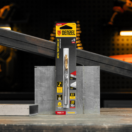 Сверло спиральное по металлу 9 x 125 мм, Р6М5, Golden Tip  Denzel