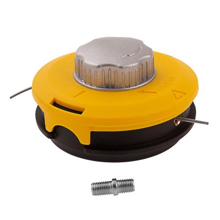 Катушка триммерная полуавтоматическая, легкая заправка лески, гайка M10x1.25, винт M10-M10, алюминиевая кнопка Denzel цена