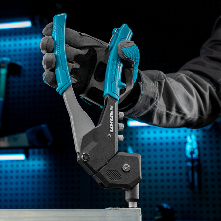 Заклепочник ручной, 290 мм, поворотный, 0-360, заклепки 2,4-3,2-4,0-4,8 мм Gross цена