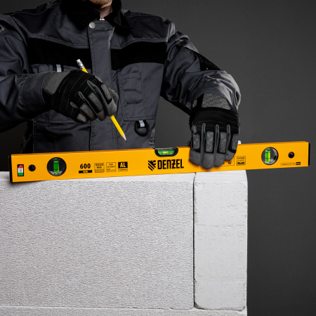 Уровень алюминиевый, 600 мм, фрезерованный, 3 глазка Denzel цена