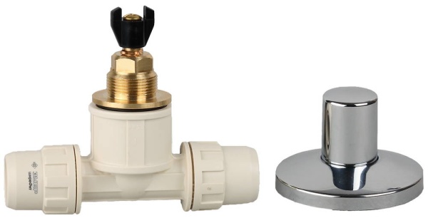 Кран ЗУБР ″ШиреФит″ запорный в сборе ″штуцер с гайкой - кран запорный - штуцер с гайкой″, 16мм