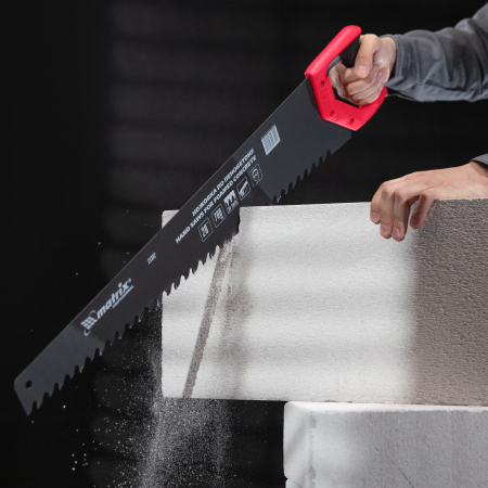 Ножовка по пенобетону, 700 мм, защитное покрытие, твердосплавные напайки на зубья, двухкомпонентная рукоятка Matrix цена