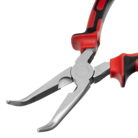 Длинногубцы изогнутые Nickel, 200 мм, никелированные, двухкомпонентные рукоятки Matrix