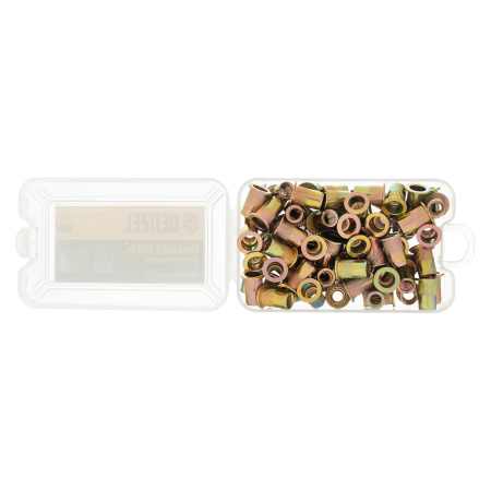 Заклепки резьбовые, стальные, оцинкованные, М6, пластиковый кейс, 70 шт. Denzel цена