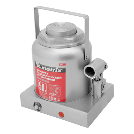 Домкрат гидравлический бутылочный, 50 т, высота подъема 240-370 мм Matrix цена
