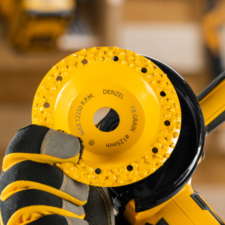 Чашка твёрдосплавная зачистная,125 мм, Наклонная, крупное зерно #8 Denzel