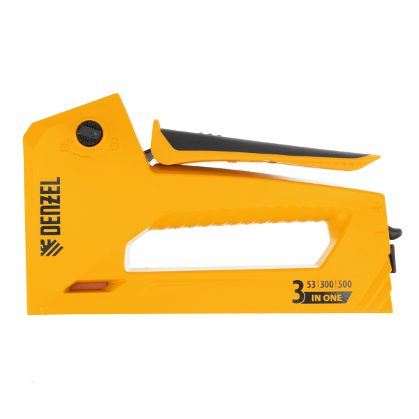 Степлер мебельный, алюминиевый корпус, тип 53, 6-14 мм, тип 300, 15 мм, тип 500, 15 мм Denzel цена