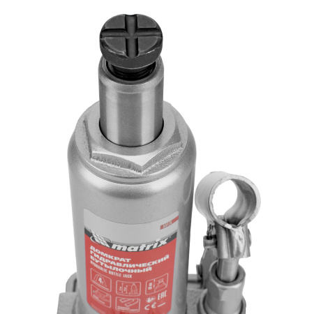 Домкрат гидравлический бутылочный, 4 т, h подъема 194-372 мм, в пластиковом кейсе Matrix цена