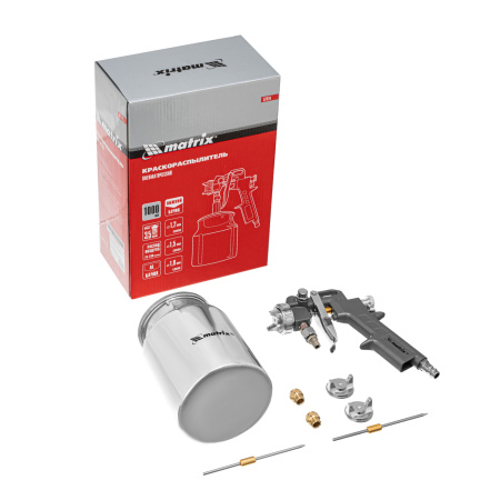 Краскораспылитель пневматический с нижним бачком V 1, 0 л, сопло D 1.2, 1.5 и 1.8 мм Matrix цена