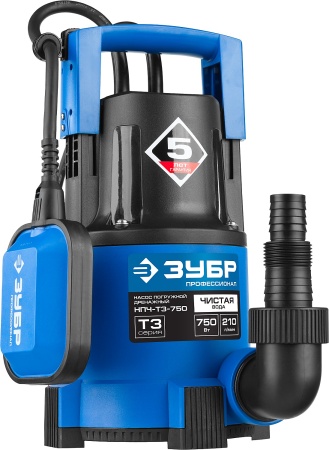 Дренажный насос ЗУБР с минимальным уровнем откачки, 750 Вт, Профессионал НПЧ-Т3-750