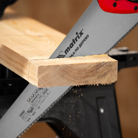 Ножовка по дереву, 500 мм, 7-8 TPI, зуб-3D, каленый зуб, двухкомпонентная рукоятка Matrix цена