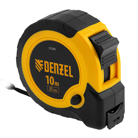 Рулетка 10м х 25мм, двухкомп. корпус, кнопка-пауза Denzel цена