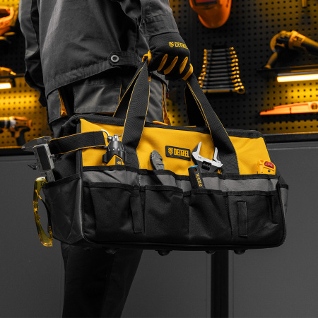 Сумка для инструмента, 500х245х300 мм, 20 карман.,съемный органайз. 10 карман.,наплеч. рем. Denzel цена