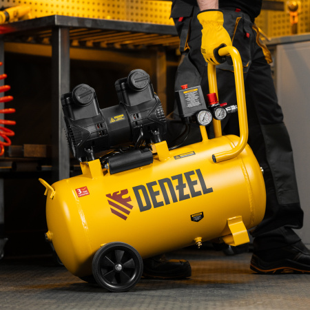 Компрессор безмасл. малошумный DLP-1500/50, 1,5 кВт,50 л, 2850 об/мин, 250 л/мин Denzel