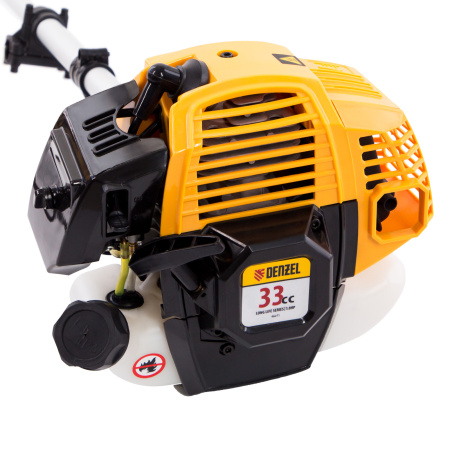 Триммер бензиновый DR-33, 33 см3, неразъемная штанга, состоит из 2 частей Denzel цена