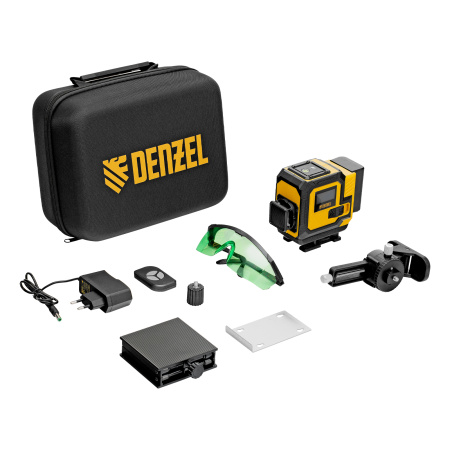 Лазерный уровень мультипризменный DLV-360-3C, 30 м, зеленый луч, Li-Ion 2,4 Aч, кейс// Denzel цена