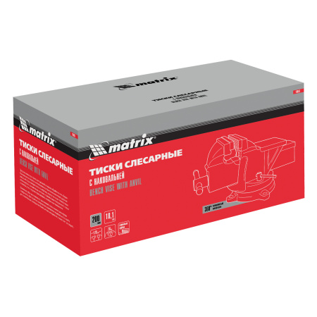 Тиски слесарные, 200 мм, поворотные, с наковальней Matrix