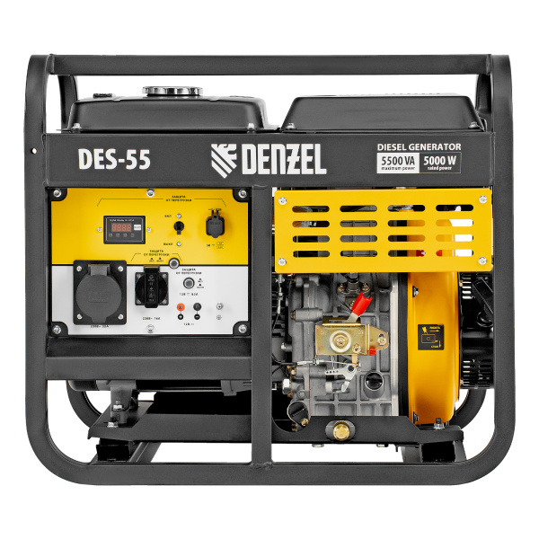 Генератор дизельный DES-55, 5,5 кВт, 230 В, 11 л, ручной стартер Denzel
