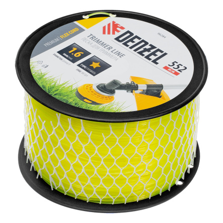 Леска для триммера звезда, 1,6мм х 552м, на DIN катушке FLEX CORD,  Denzel цена