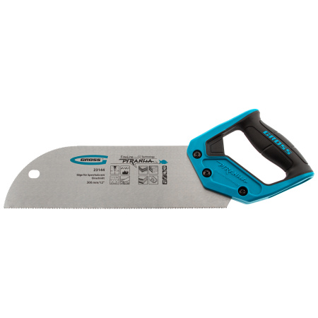 Пила для фанеры с запилом Piranha, 300 мм/12", 11-12 TPI, каленый зуб 3D, двухкомпонентная рукоятка Gross цена