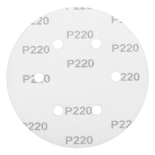 Круг абразивный на ворсовой подложке под "липучку", перфорированный, P 220, 150 мм, 5 шт Matrix