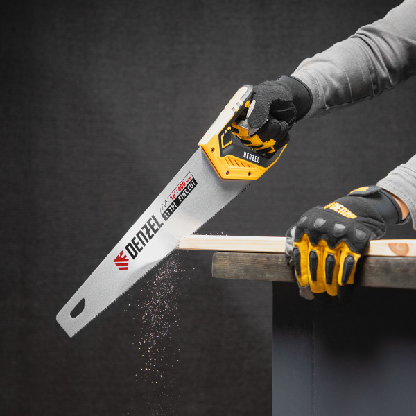 Ножовка по дереву, 400 мм, 11 TPI, зуб 3D, двухкомпонентная рукоятка Denzel цена