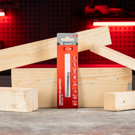 Сверло по дереву, 3 x 61 мм, 2 шт, цилиндрический хвостовик Matrix