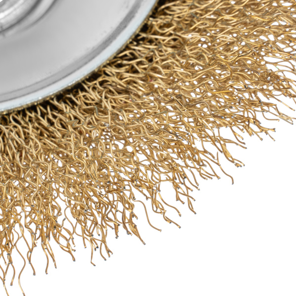 Щетка для УШМ, 115 мм, М14, "тарелка", латунированная витая проволока Matrix