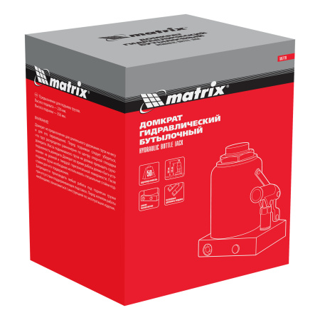 Домкрат гидравлический бутылочный, 50 т, h подъема 236-356 мм Matrix цена