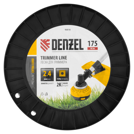Леска для триммера двухкомпонентная квадрат, 2,4мм х 175м, на DIN катушке EXTRA CORD Denzel цена