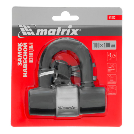 Замок навесной всепогодный 100 х 100 мм Matrix цена