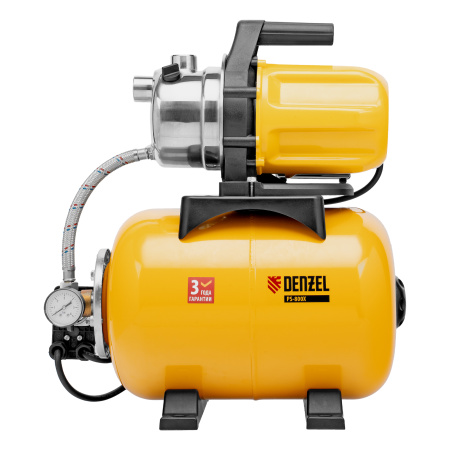 Насосная станция PS800X, 800 Вт, 3200 л/ч, ресивер 24 л, подъем 38 м, нержавейка Denzel