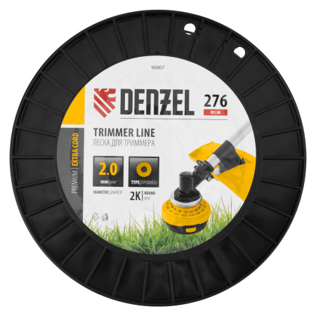 Леска для триммера двухкомпонентная круглая, 2,0мм х 276м, на DIN катушке EXTRA CORD Denzel цена