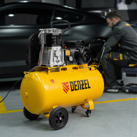 Компрессор воздушный рем. привод BCI 2200/100, 2,2 кВт, 100 литров, 420 л/мин Denzel