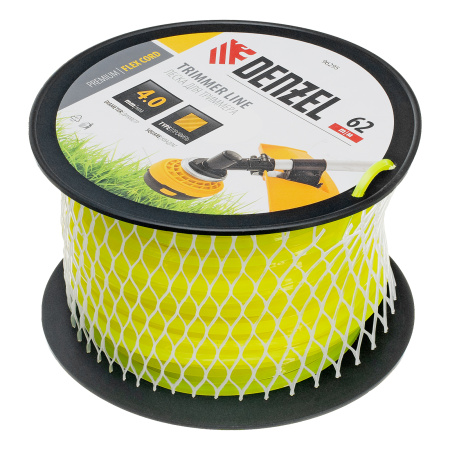 Леска для триммера квадрат, 4,0мм х 62м, на DIN катушке FLEX CORD Denzel цена