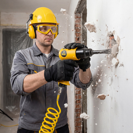 Пневматический молоток НР4500 + набор насадок, 113 л/мин, 4500 уд/мин Denzel цена