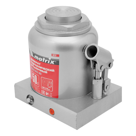 Домкрат гидравлический бутылочный, 50 т, высота подъема 240-370 мм Matrix цена