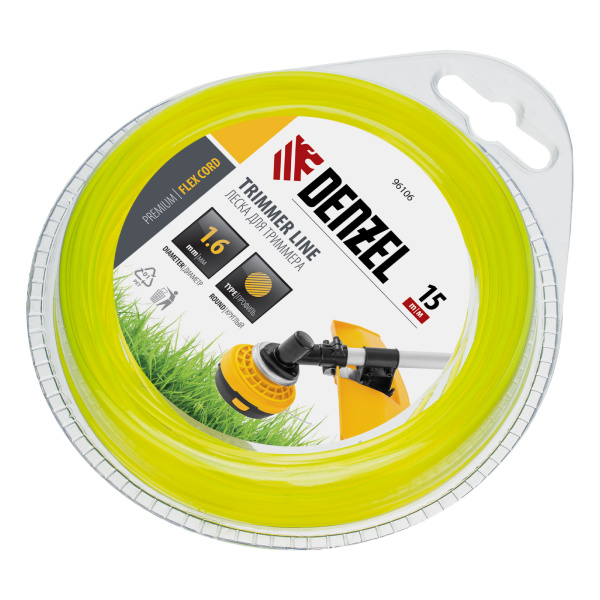 Леска для триммера, круглая 1.6 мм х 15 м, блистер Flex cord Denzel
