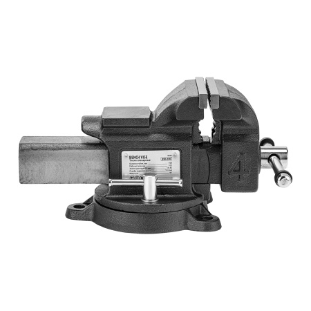 Тиски слесарные BVH-100, 100 мм, поворотные, стальная направляющая, с наковальней //Denzel