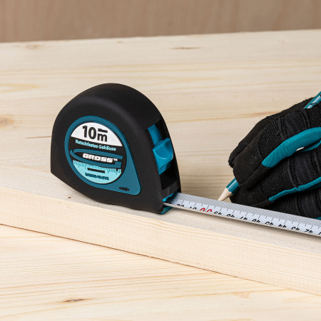 Рулетка "Ergonomisch",10 м x 25 мм,магнитный обрезиненный зацеп Gross цена
