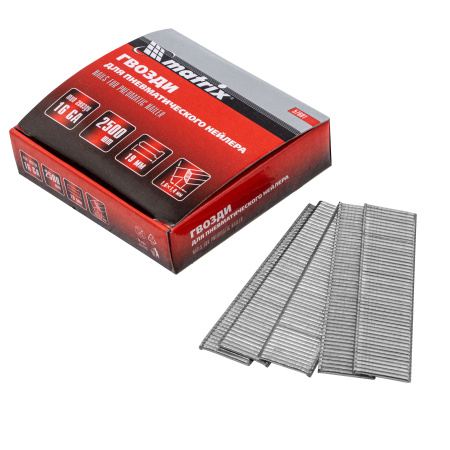 Гвозди для пневматического нейлера 16GA, сечение 1.6 х 1.4, длина 19 мм, 2500 шт Matrix цена